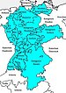 Karte des Rheinbundes in blau hervorgehoben